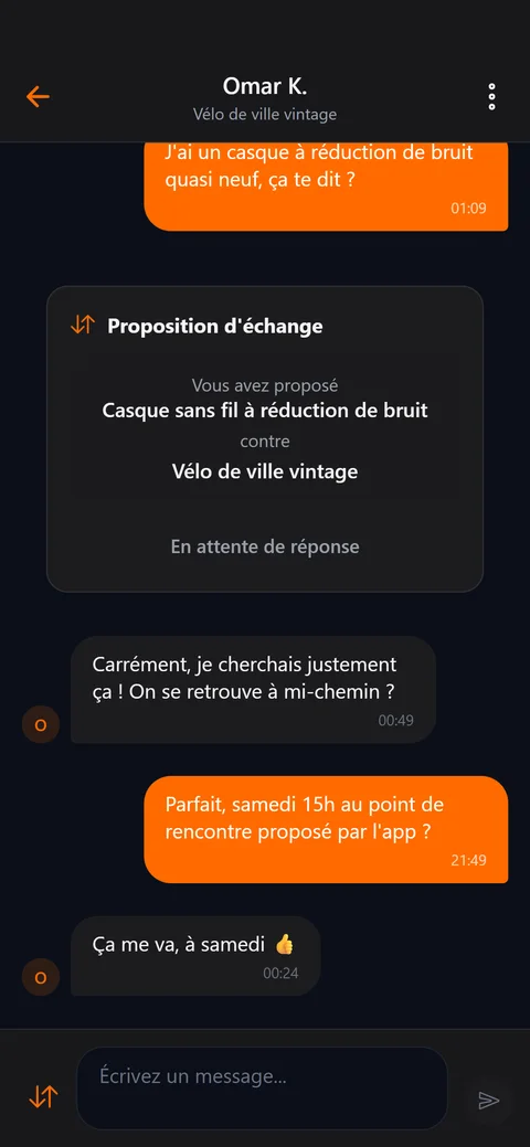 Conversation avec une proposition d’échange
