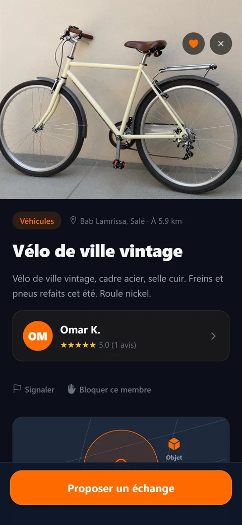 Détail d’une annonce avec le bouton Proposer un échange