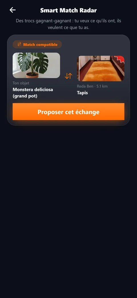 Écran Smart Match